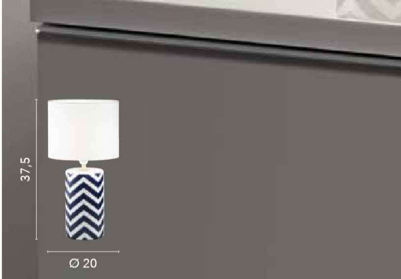 Lume in ceramica on base a righe bianche e blu e paralume bianco 1XE14 non incl. ZENO Lume in ceramica on base a righe bianche e blu e paralume bianco 1XE14 non incl. ZENO